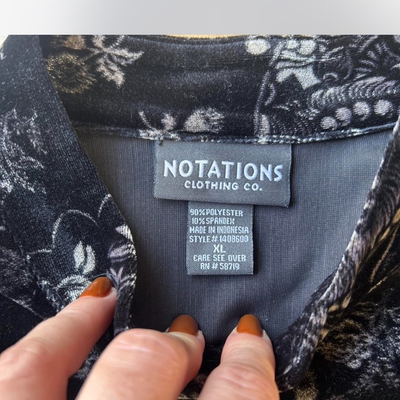 Black Burn Out Velvet Shacket Button Down Butterfly Floral Whimsy Goth Size XL - Picture 3 of 7